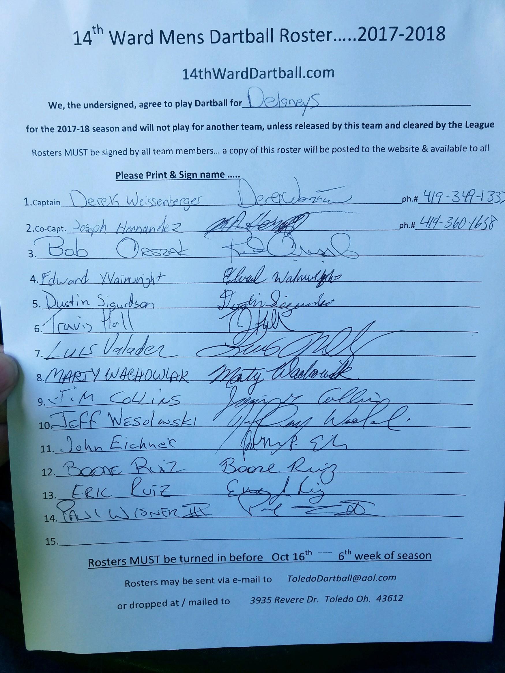 Toledo Dartball 201516